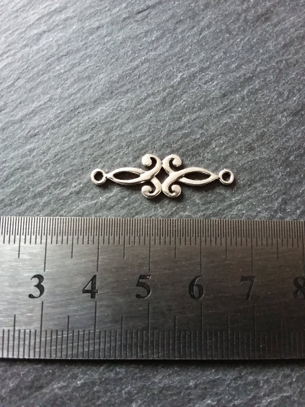 10 or 50 Antique Silver Long Classical Connector Charms 29x9mm