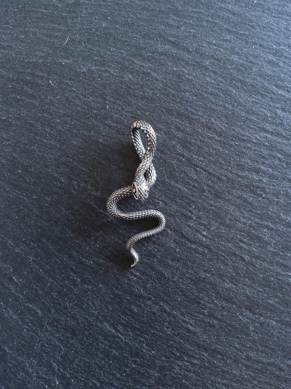 Snake Pendant Antique Silver Surgical Steel 22x53x10.5mm
