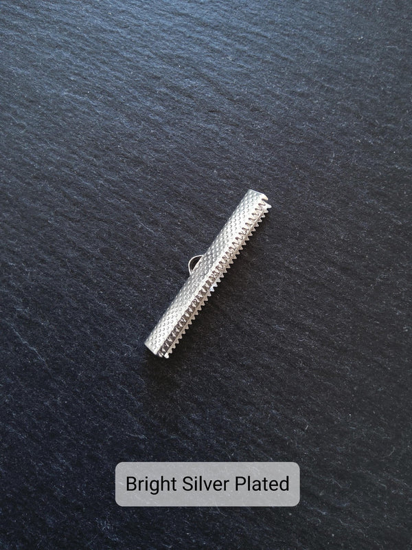 40mm (1 9/16") Wide Ribbon Crimp Ends 40x8mm Findings Crimps in Antique Silver, Bright Silver Plated or Antique Bronze