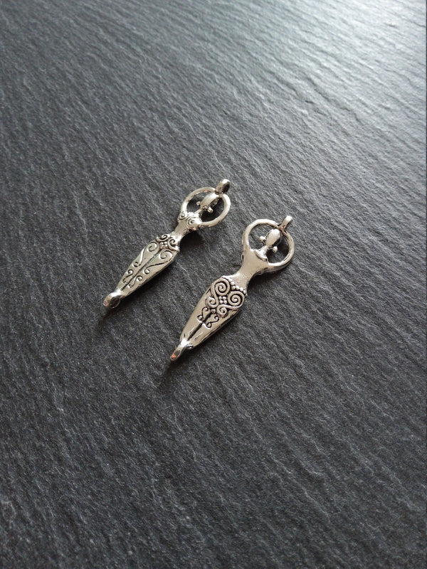 4 or 20 Goddess Connector Charms Antique Silver Tone Alloy 43x12x4mm