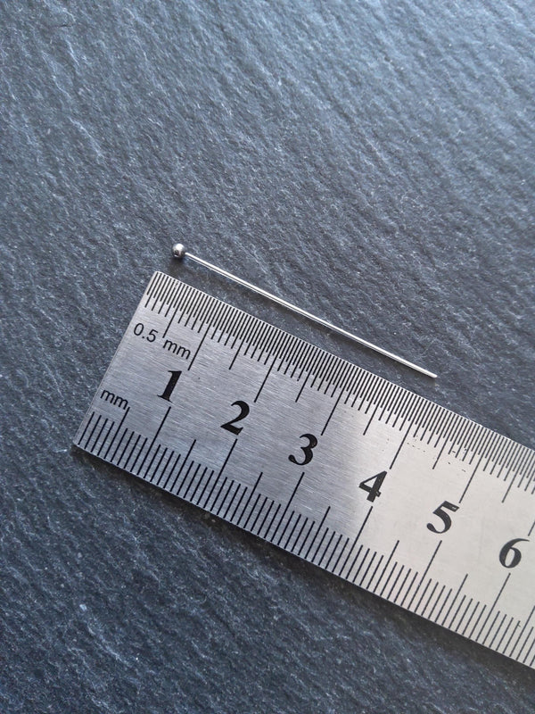 20 or 100 Stainless Steel Ball Head Pins 40mm Long 0.5mm Wide (24 gauge)