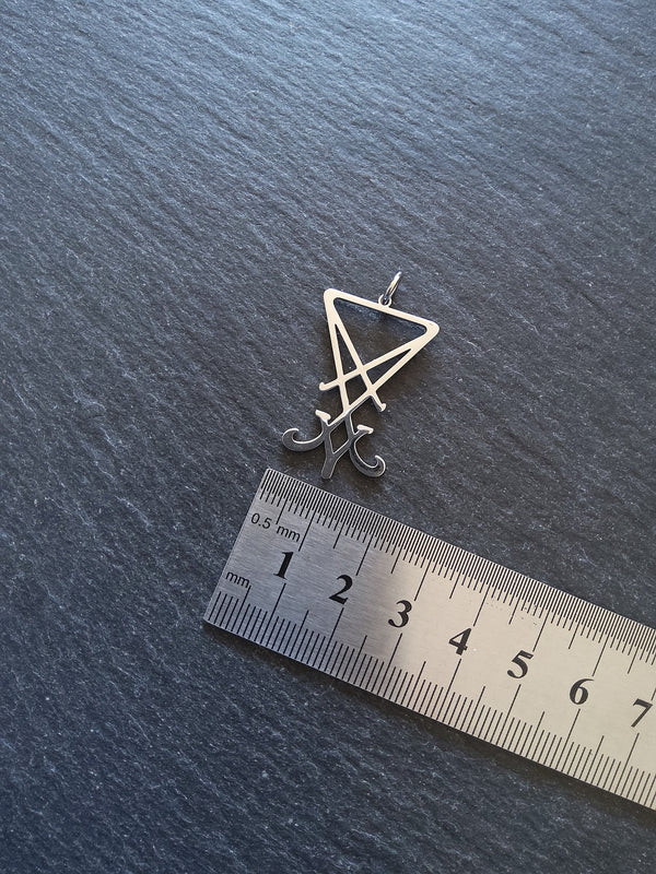 Stainless Steel Sigil of Lucifer Pendant 31.7x19.8x1.2mm