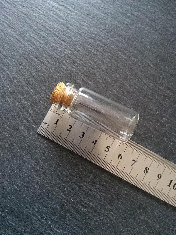 5 Glass Bottles 12ml with Cork Stopper Size 53x22mm