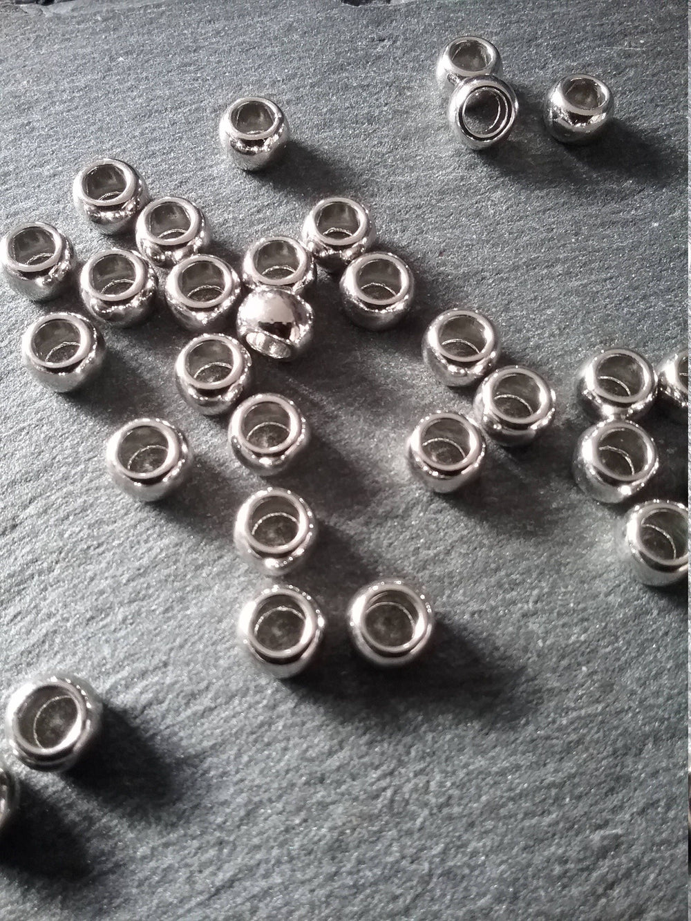 20 or 100 Silver Tone 6mm Smooth Plain Barrel Spacer Beads 6x5mm 3.5mm Hole