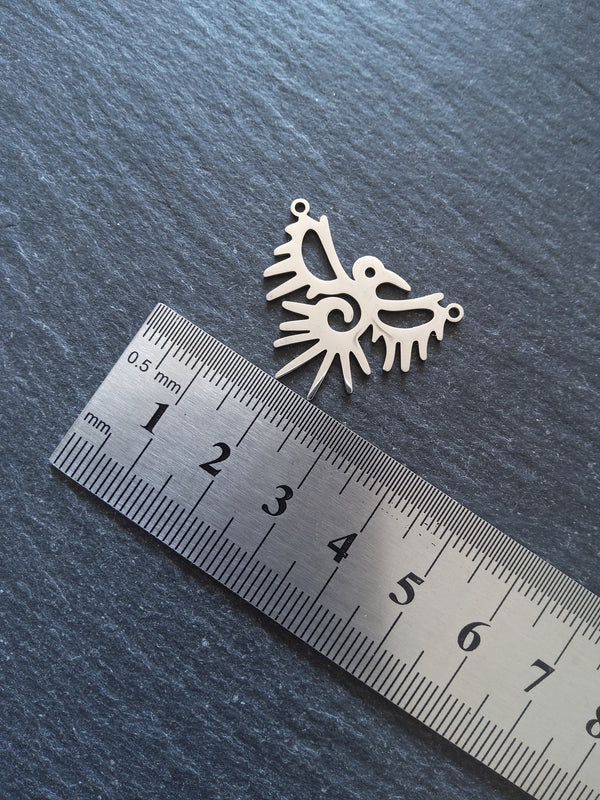 2 or 10 Stainless Steel Bird Connector Pendants 23x28x1mm