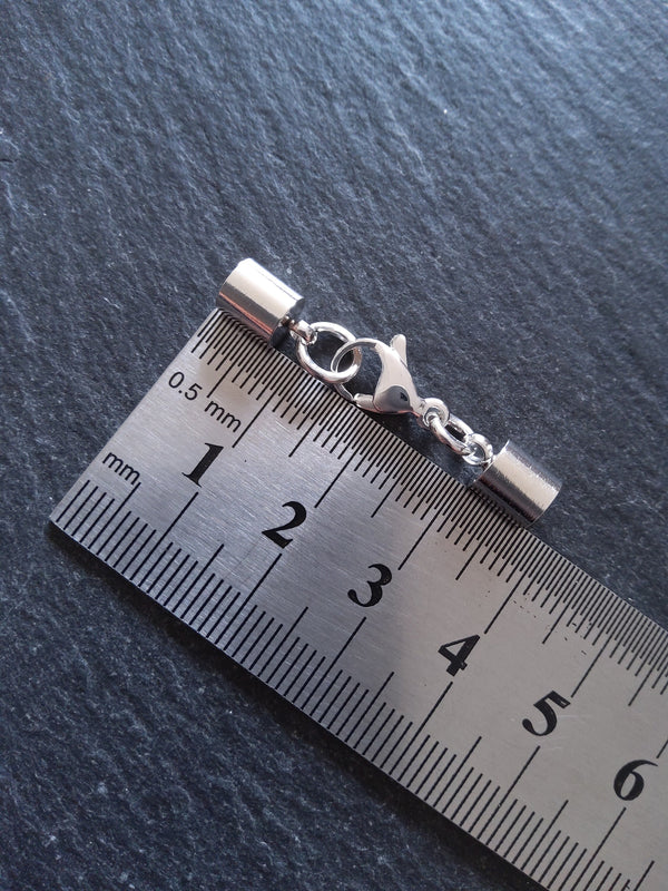 2 or 10 Bright Silver Stainless Steel End Cap Sets for 4.5mm Cord (5mm end caps)
