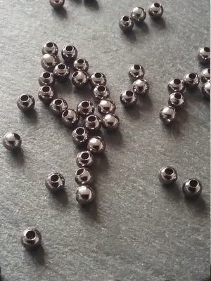 Gunmetal 4mm Spacer Ball Beads Smooth Round Hollow