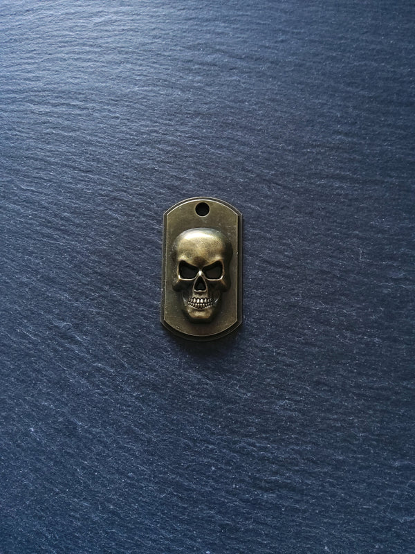 2 or 10 Skull Relief Rectangular Pendants Antique Bronze 48x27x6mm NICKEL FREE