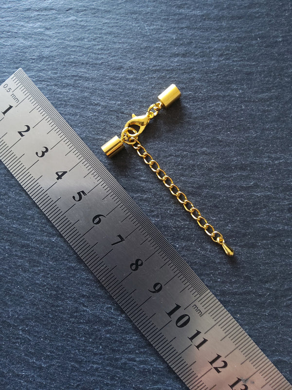 5 or 25 Bright Gold End Cap Sets for 4mm Cord (4.5mm end caps)