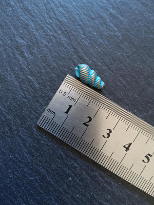 6 or 30 Sea Shell Snail Beads 15x7mm Antique Copper with Blue Patina