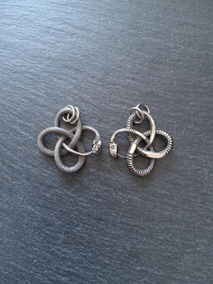 Snake Infinity Knot Pendant Antique Silver Stainless Steel 37x36.5x4.5mm