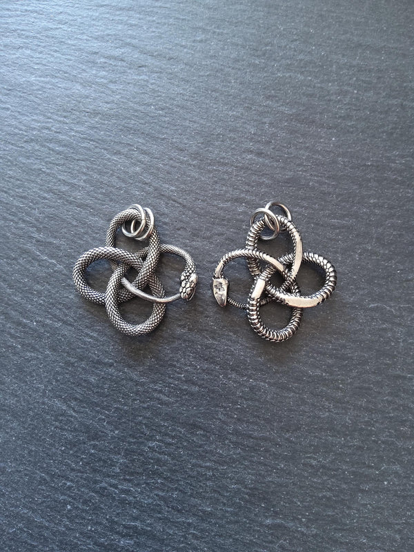 Snake Infinity Knot Pendant Antique Silver Stainless Steel 37x36.5x4.5mm