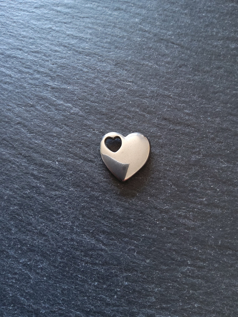 1 or 5 Solid Stainless Steel Heart Charms 14.5x15.5x3.5mm