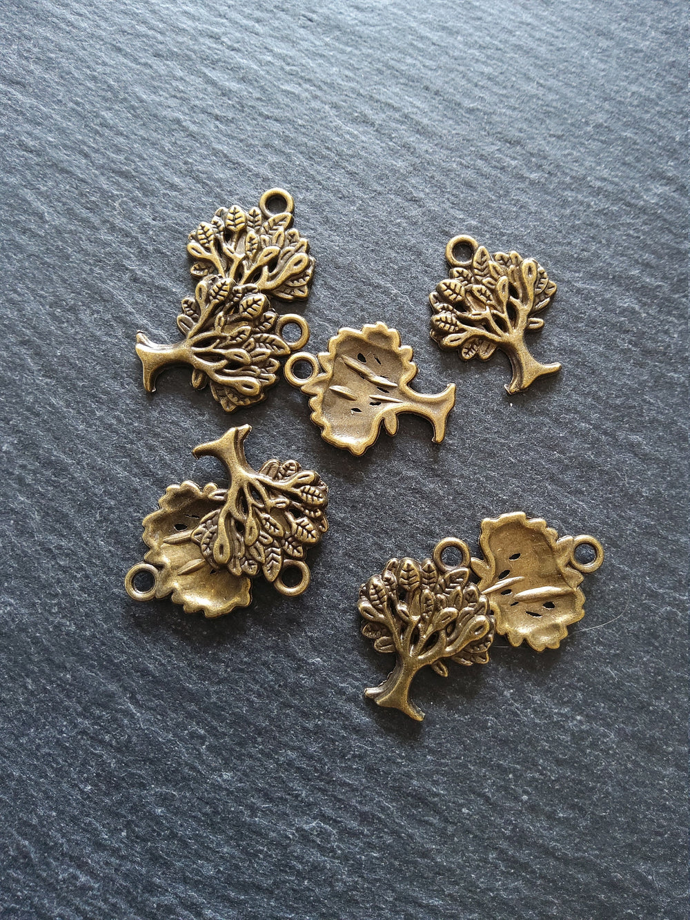 10 or 50 Tree Charms Antique Bronze Tone 21x17mm