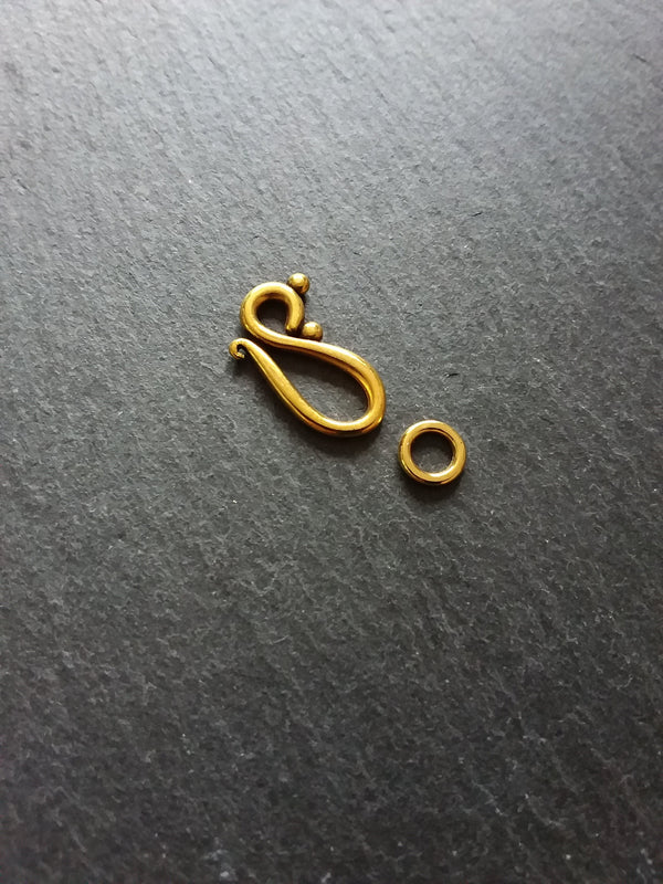 10 or 50 Sets Hook and Eye Clasps Antique Gold Tone 21x12mm Nickel FREE