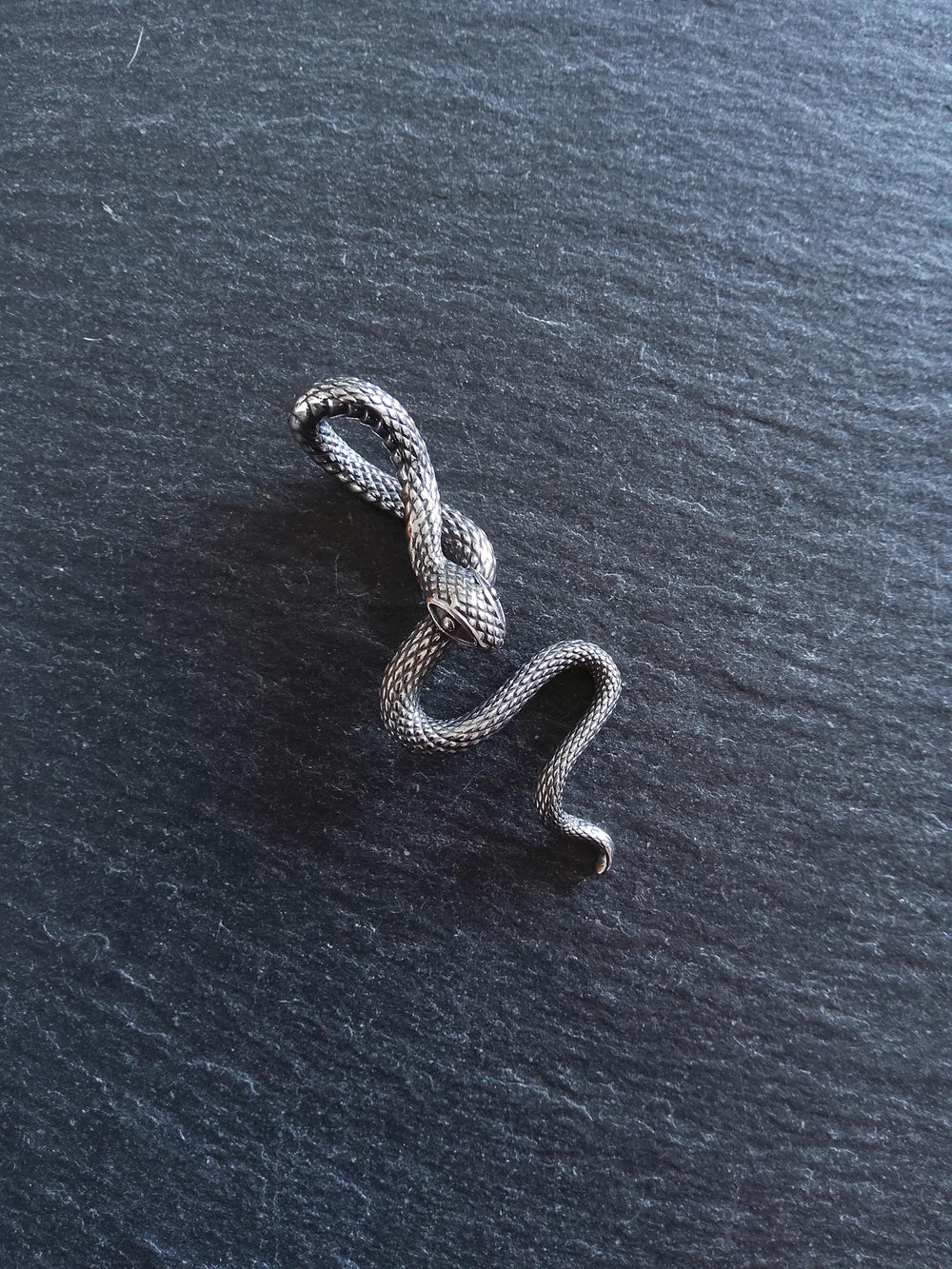 Snake Pendant Antique Silver Surgical Steel 22x53x10.5mm