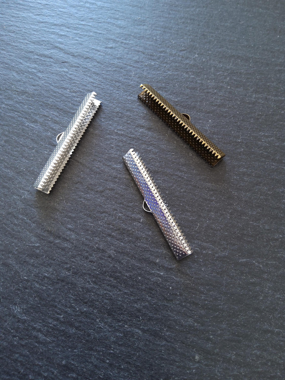40mm (1 9/16") Wide Ribbon Crimp Ends 40x8mm Findings Crimps in Antique Silver, Bright Silver Plated or Antique Bronze