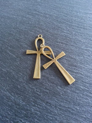4 or 20 Ankh Pendants Large Antique Bronze Tone Egyptian 54x28mm