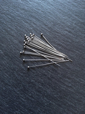 20 or 100 Stainless Steel Ball Head Pins 40mm Long 0.5mm Wide (24 gauge)
