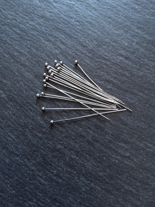 20 or 100 Stainless Steel Ball Head Pins 40mm Long 0.5mm Wide (24 gauge)