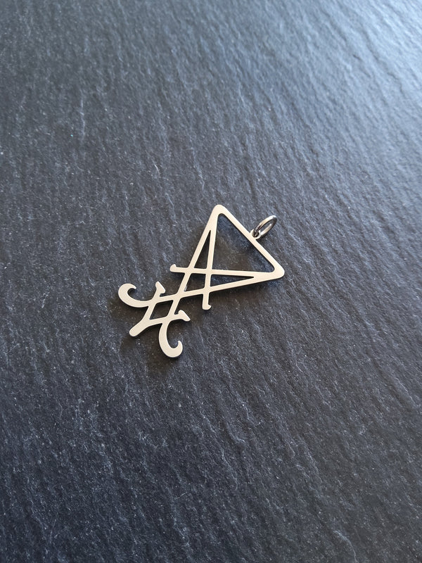 Stainless Steel Sigil of Lucifer Pendant 31.7x19.8x1.2mm