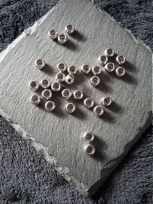 20 or 100 Silver Tone 6mm Smooth Plain Barrel Spacer Beads 6x5mm 3.5mm Hole