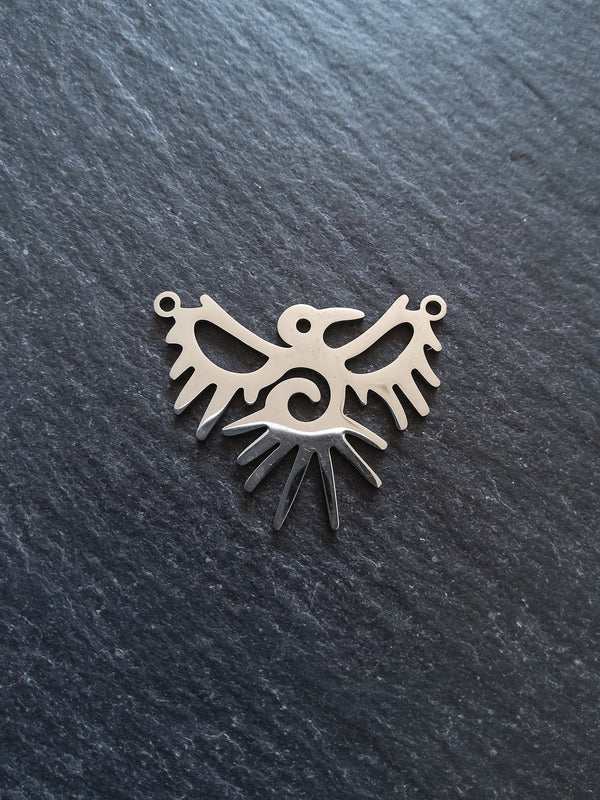 2 or 10 Stainless Steel Bird Connector Pendants 23x28x1mm