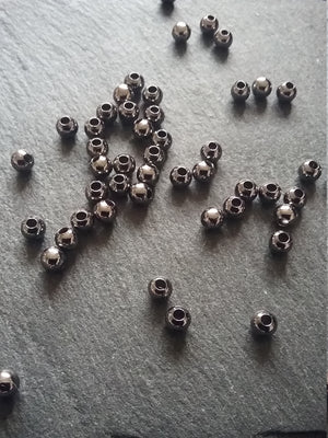 Gunmetal 4mm Spacer Ball Beads Smooth Round Hollow