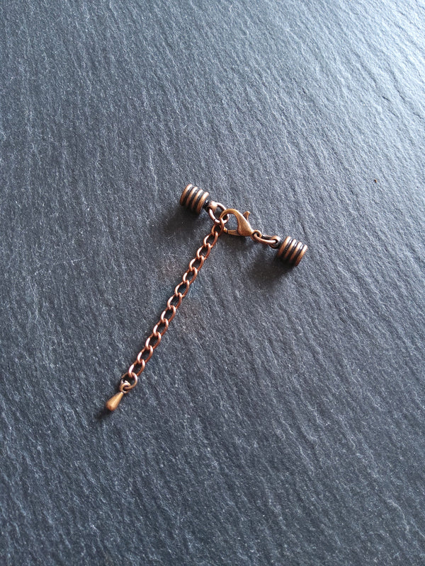 Antique Copper Ribbed End Cap Sets for 4mm Cord Necklaces & Bracelets (4.5mm caps)