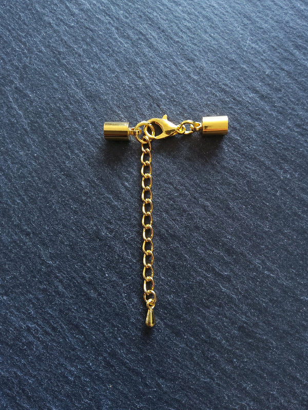 5 or 25 Bright Gold End Cap Sets for 4mm Cord (4.5mm end caps)