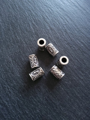 6 or 30 Eoh ᛇ or Eiwaz Rune Beads Elder Futhark Antique Silver Tone 13x8mm. Large 4.7mm Hole
