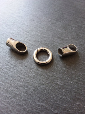 1 or 5 Stainless Steel End Cap & Spring Gate Clasp Connector Set for 5.5mm Cord Bracelets (6mm end caps)