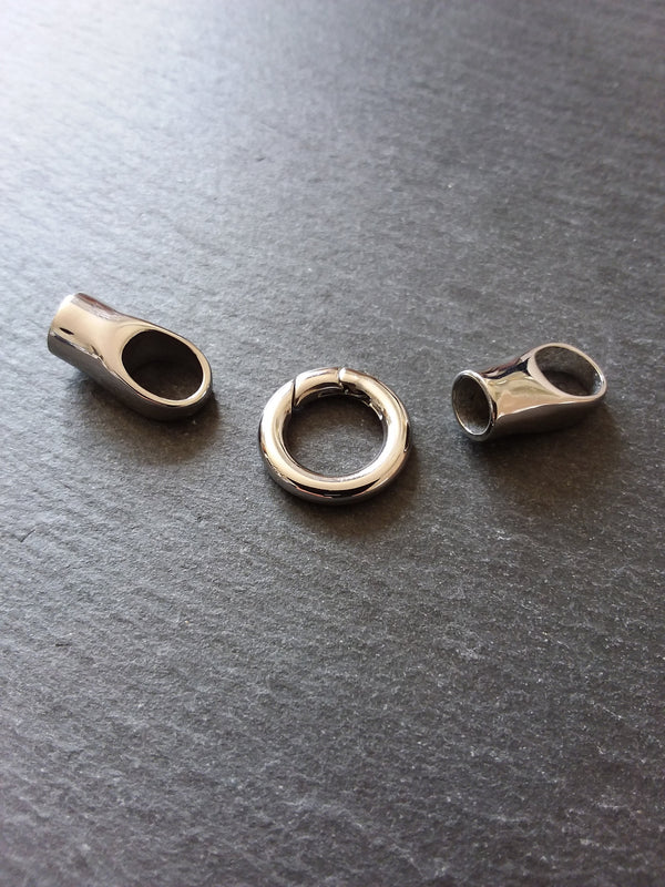 1 or 5 Stainless Steel End Cap & Spring Gate Clasp Connector Set for 5.5mm Cord Bracelets (6mm end caps)
