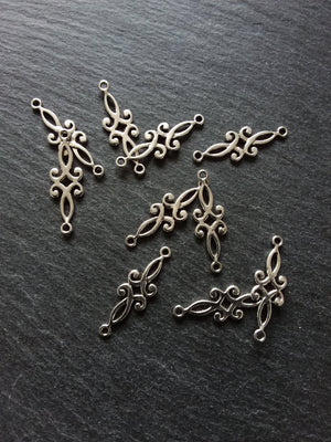 10 or 50 Antique Silver Long Classical Connector Charms 29x9mm