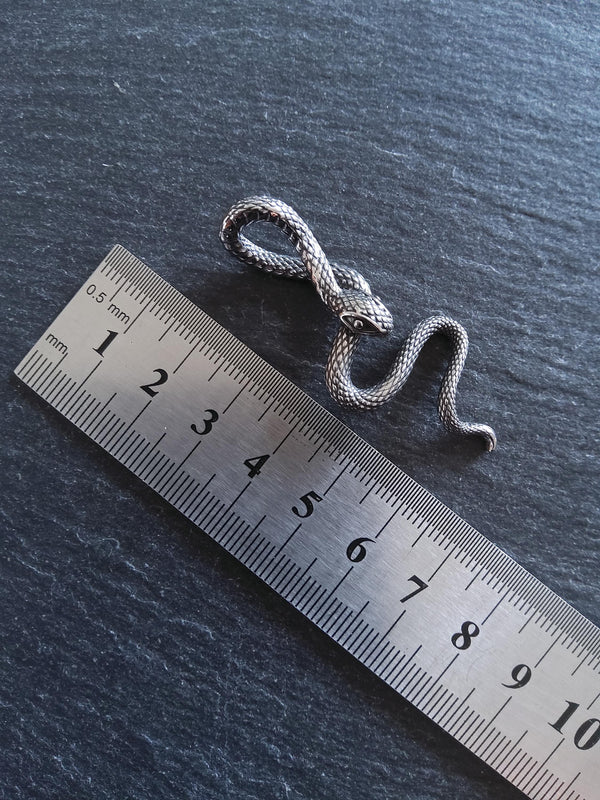 Snake Pendant Antique Silver Surgical Steel 22x53x10.5mm
