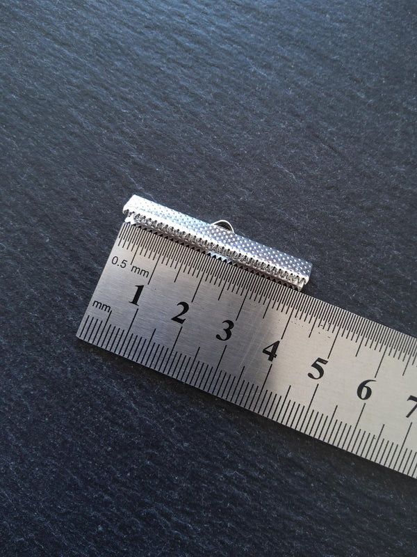 40mm (1 9/16") Wide Ribbon Crimp Ends 40x8mm Findings Crimps in Antique Silver, Bright Silver Plated or Antique Bronze