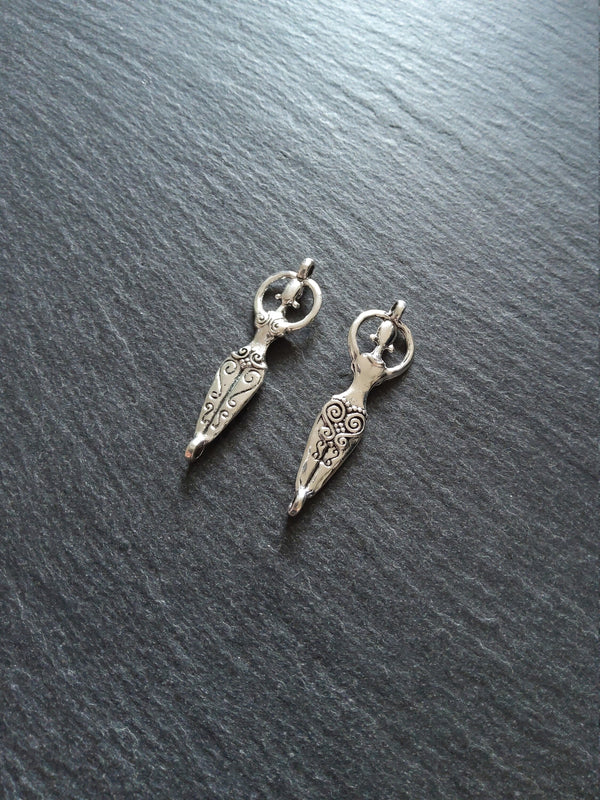 4 or 20 Goddess Connector Charms Antique Silver Tone 43x12x4mm