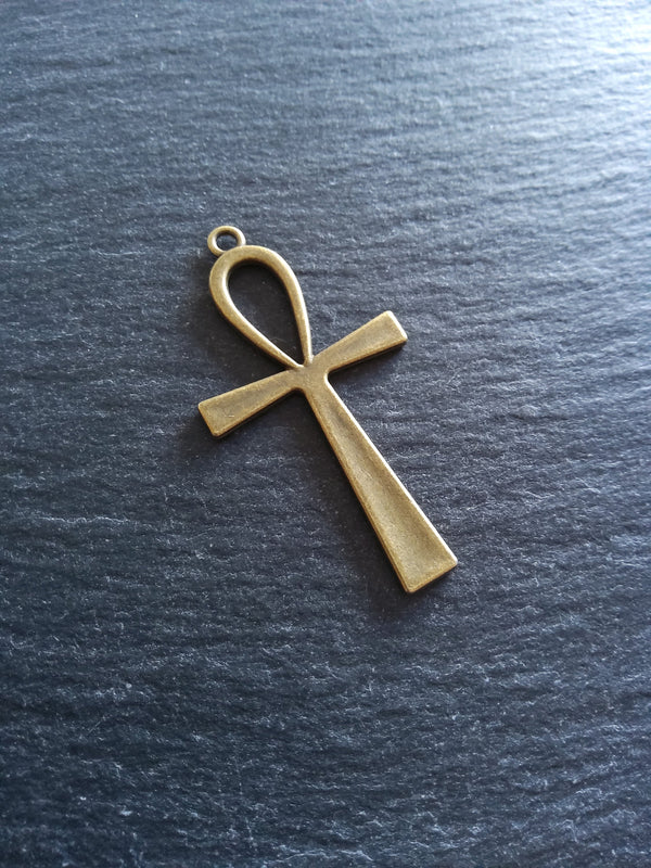 4 or 20 Ankh Pendants Large Antique Bronze Tone Egyptian 54x28mm