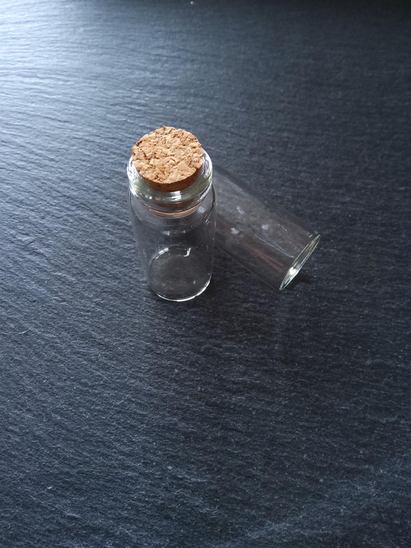 5 Glass Bottles 12ml with Cork Stopper Size 53x22mm
