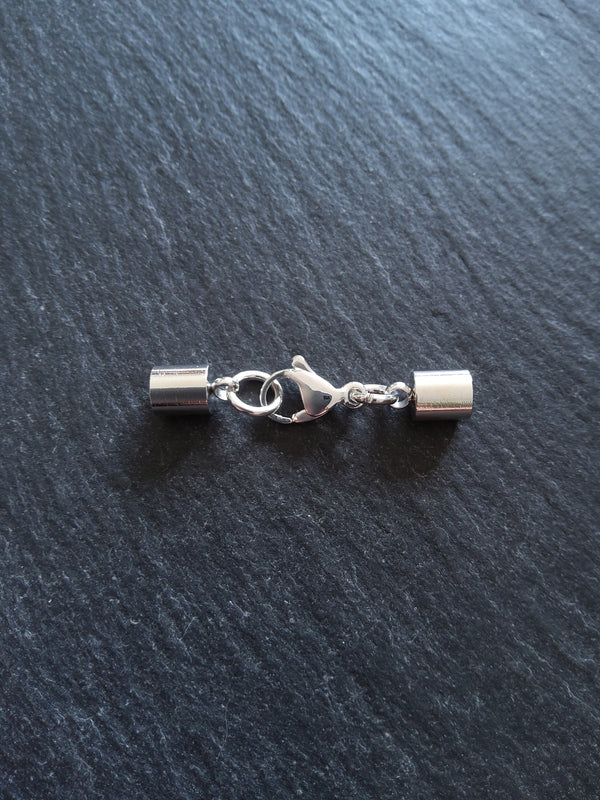 2 or 10 Bright Silver Stainless Steel End Cap Sets for 4.5mm Cord (5mm end caps)