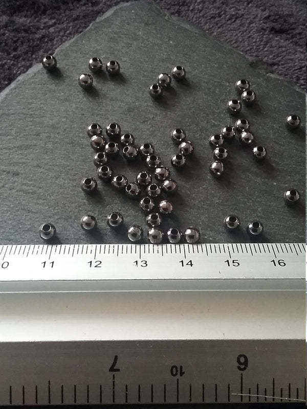 Gunmetal 4mm Spacer Ball Beads Smooth Round Hollow