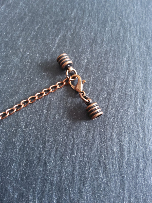 Antique Copper Ribbed End Cap Sets for 4mm Cord Necklaces & Bracelets (4.5mm caps)