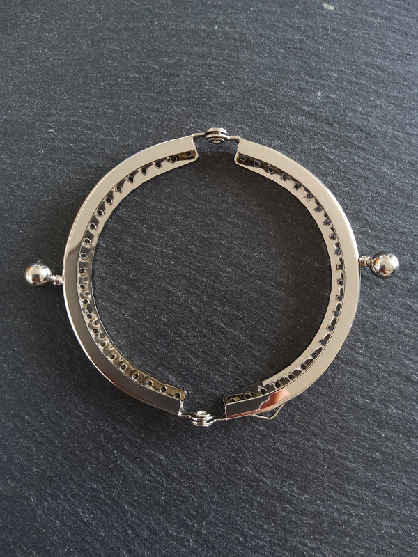 Plain Bright Silver 8.5cm Metal Arch Frame Kiss Clasp For Purse Bag (3 3/8 inch)