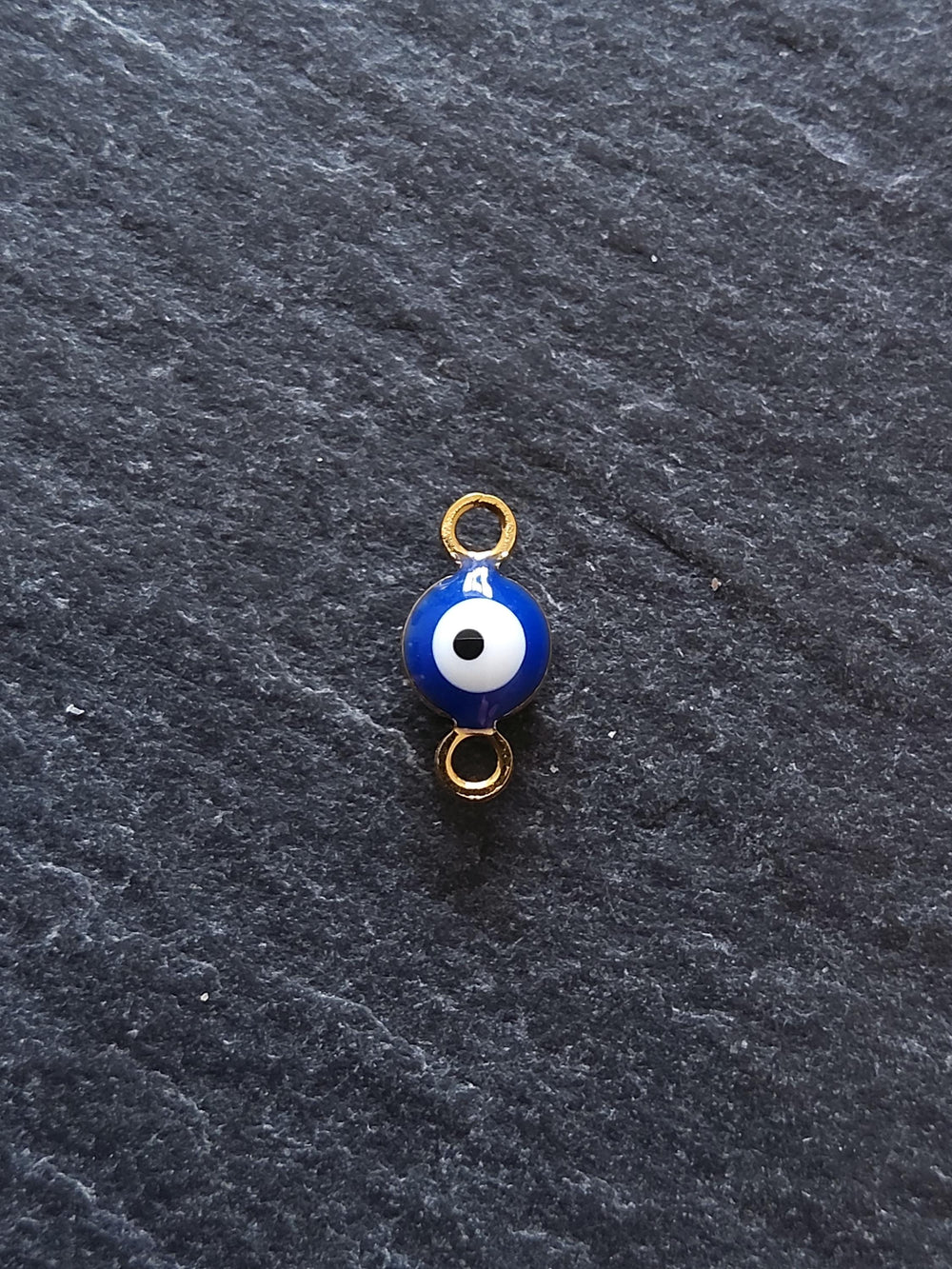 4 or 20 Double Sided Evil Eye Connector Charms Gold Plated Stainless Steel with Blue & White Enamel 9x4.5x2.7mm