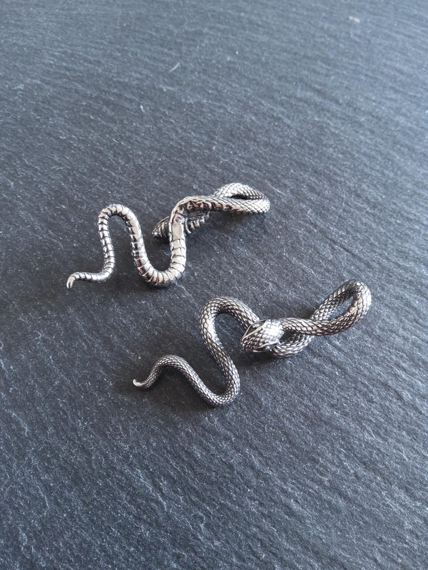 Snake Pendant Antique Silver Surgical Steel 22x53x10.5mm