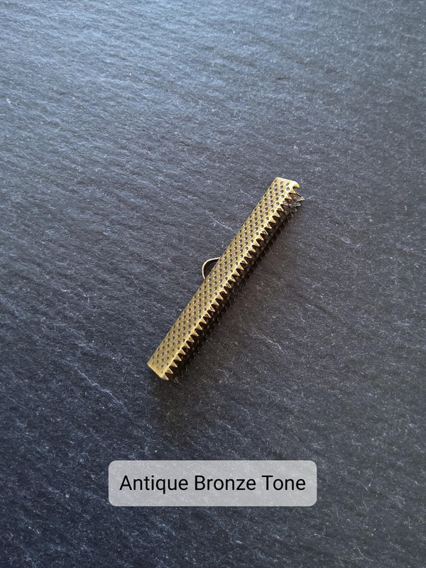 40mm (1 9/16") Wide Ribbon Crimp Ends 40x8mm Findings Crimps in Antique Silver, Bright Silver Plated or Antique Bronze