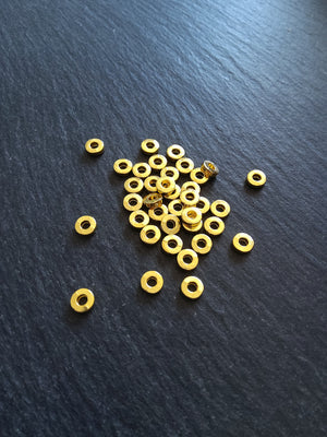 40 or 200 Gold Plated 6mm Solid Flat Round Metal Alloy Spacer Beads 6x2mm Hole: 2.5mm