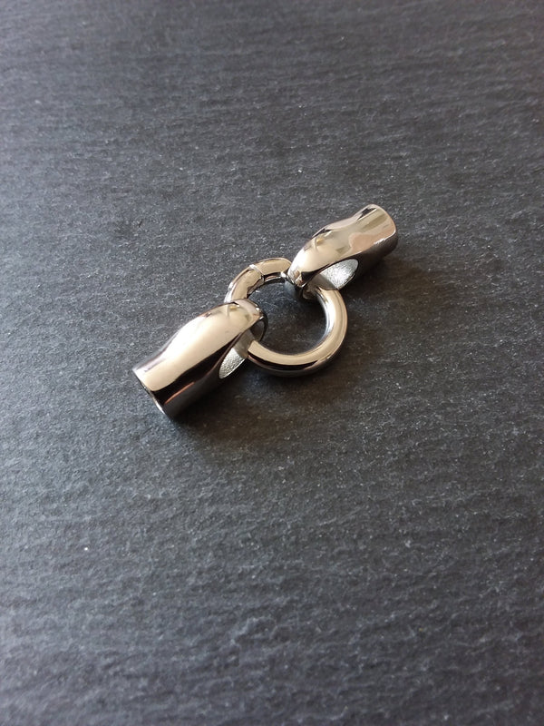 1 or 5 Stainless Steel End Cap & Spring Gate Clasp Connector Set for 5.5mm Cord Bracelets (6mm end caps)