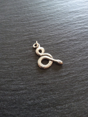 Antique Silver Tone Alloy Snake Charms 31x16mm