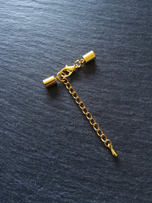 5 or 25 Bright Gold End Cap Sets for 4mm Cord (4.5mm end caps)
